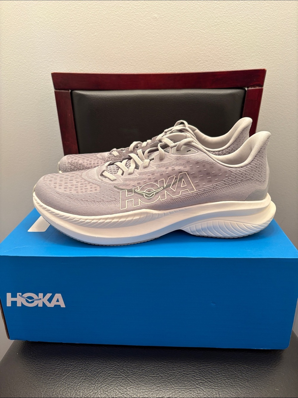 New Hoka Men’s Mach 6 Running Shoes - Light Gray Size 14D